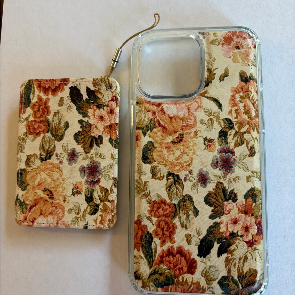 Elegant Floral I-Phone 14 Pro Max Case with card accessory (MagSafe)